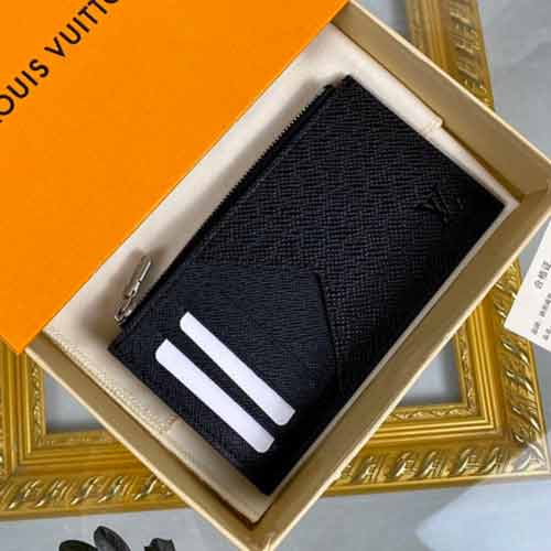 Louis Vuitton十字紋老花拉鏈零錢包 路易威登