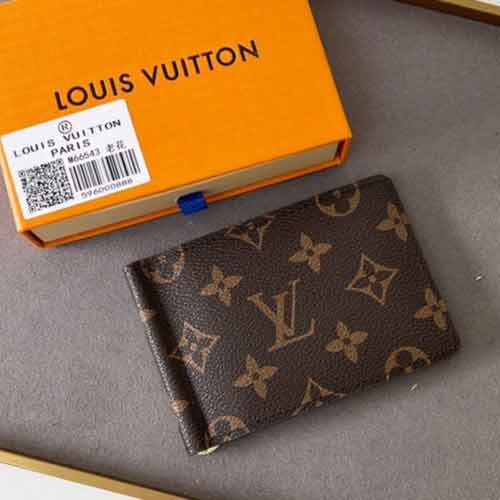 路易威登老花棋盤(pán)格對(duì)折錢(qián)夾 精仿男士短款錢(qián)包 M66543