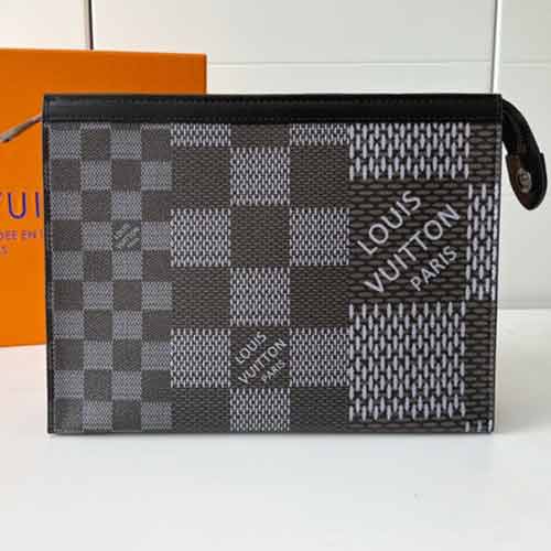 LV大品牌高等感輕奢手包男名品黑格男士洗漱包M61692