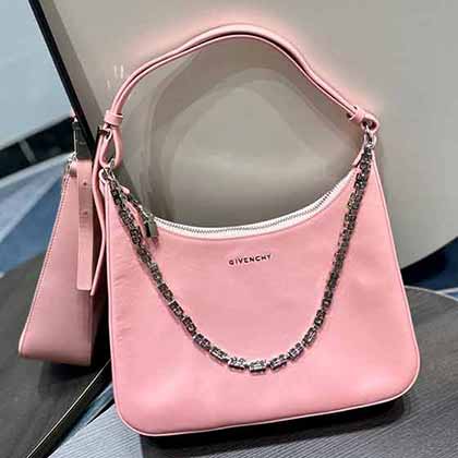 意國小曼妮Givenchy紀梵希 新款字母印花粉色拉鏈手提腋下包