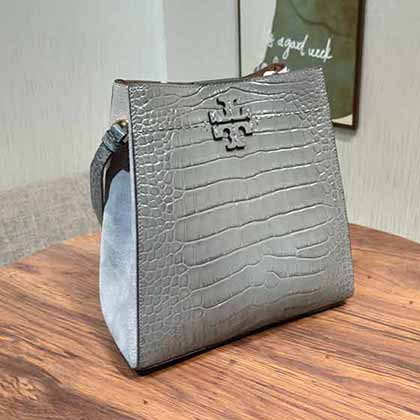 TORY BURCH MCGRAW HOBO鱷魚紋高等灰新款閑休包，