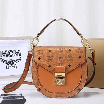 MCM喬欣同款郵差女包 新款復古馬鞍包 斜挎手提半圓